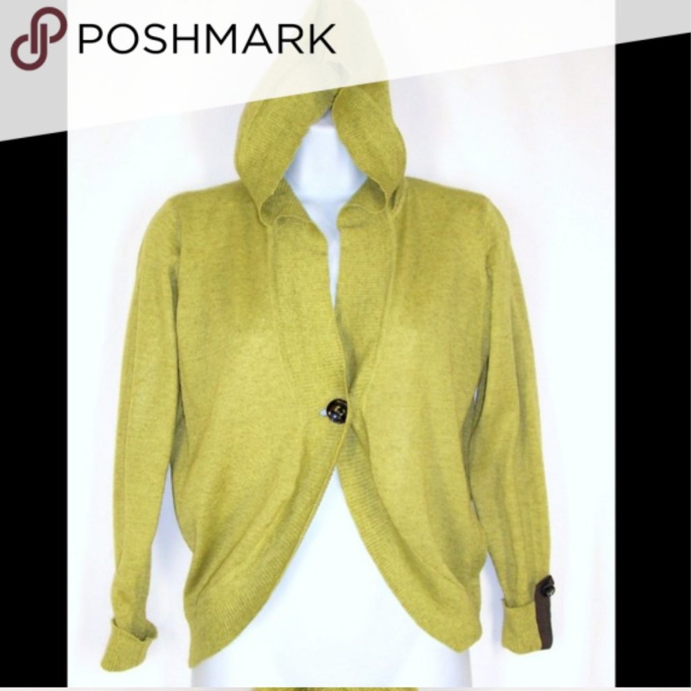 CAbi #282 Cardigan Sweater Green Hoodie Knit Shrug  Cardigan Sz XS